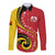 Papua New Guinea 50th Independence Anniversary Long Sleeve Button Shirt Special Style Red Version - Polynesian Pride