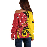 Papua New Guinea 50th Independence Anniversary Off Shoulder Sweater Special Style Red Version - Polynesian Pride