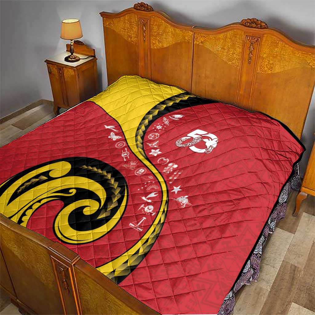 Papua New Guinea 50th Independence Anniversary Quilt Special Style Red Version - Polynesian Pride