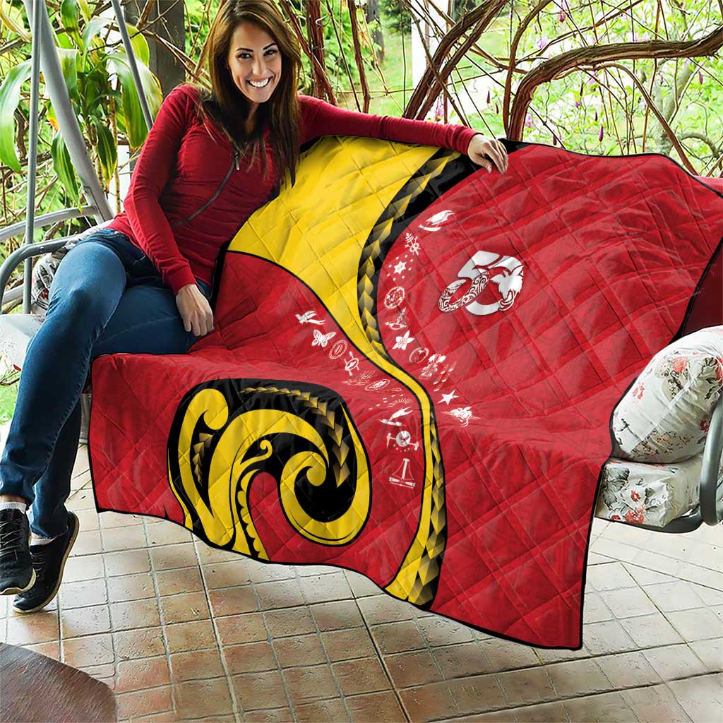 Papua New Guinea 50th Independence Anniversary Quilt Special Style Red Version - Polynesian Pride