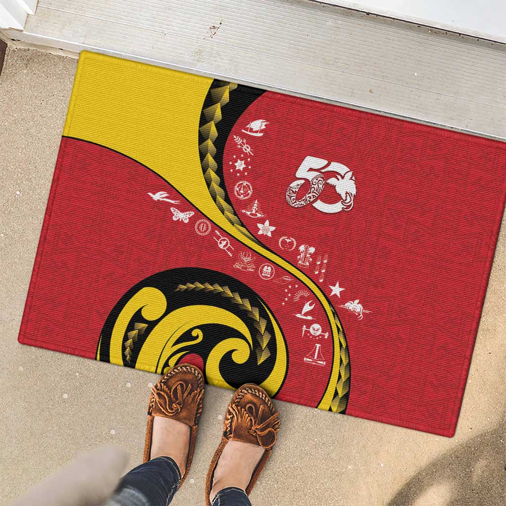 Papua New Guinea 50th Independence Anniversary Rubber Doormat Special Style Red Version - Polynesian Pride