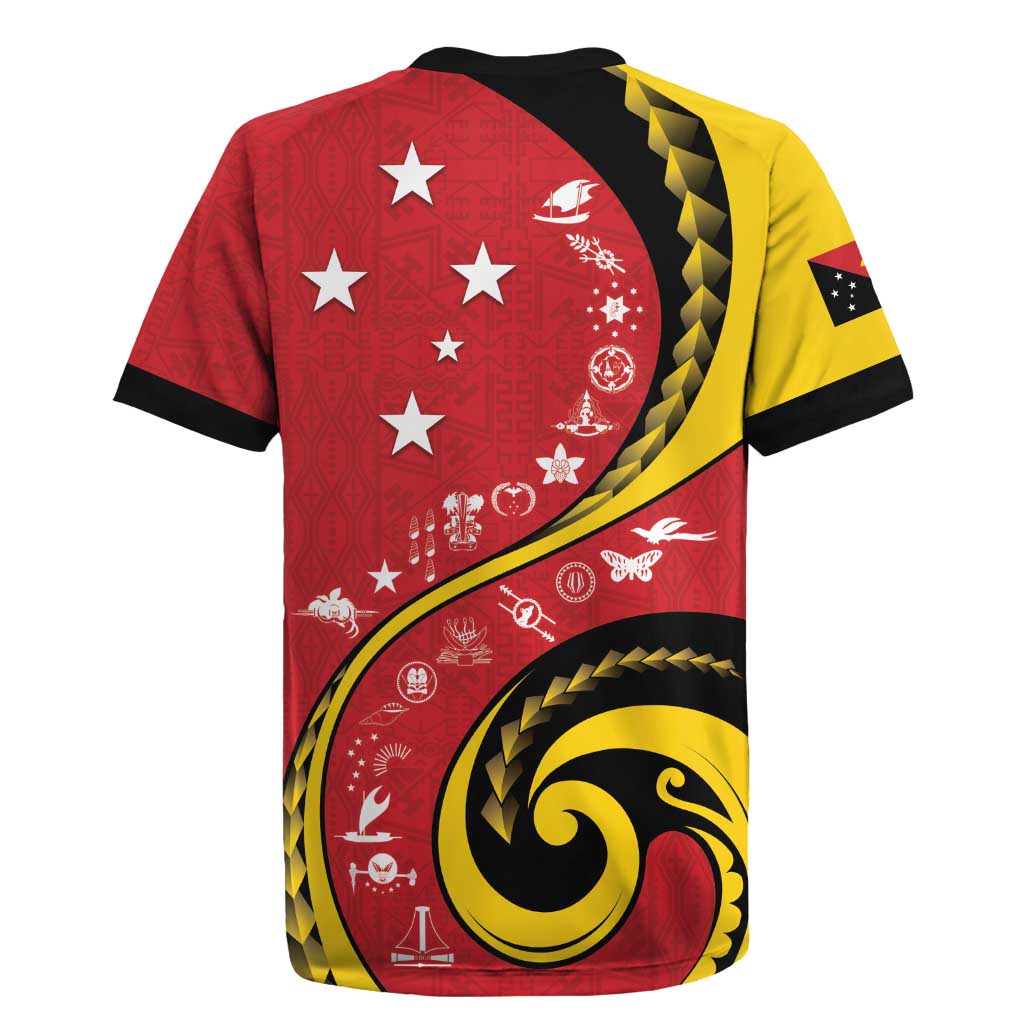 Papua New Guinea 50th Independence Anniversary Rugby Jersey Special Style Red Version - Polynesian Pride