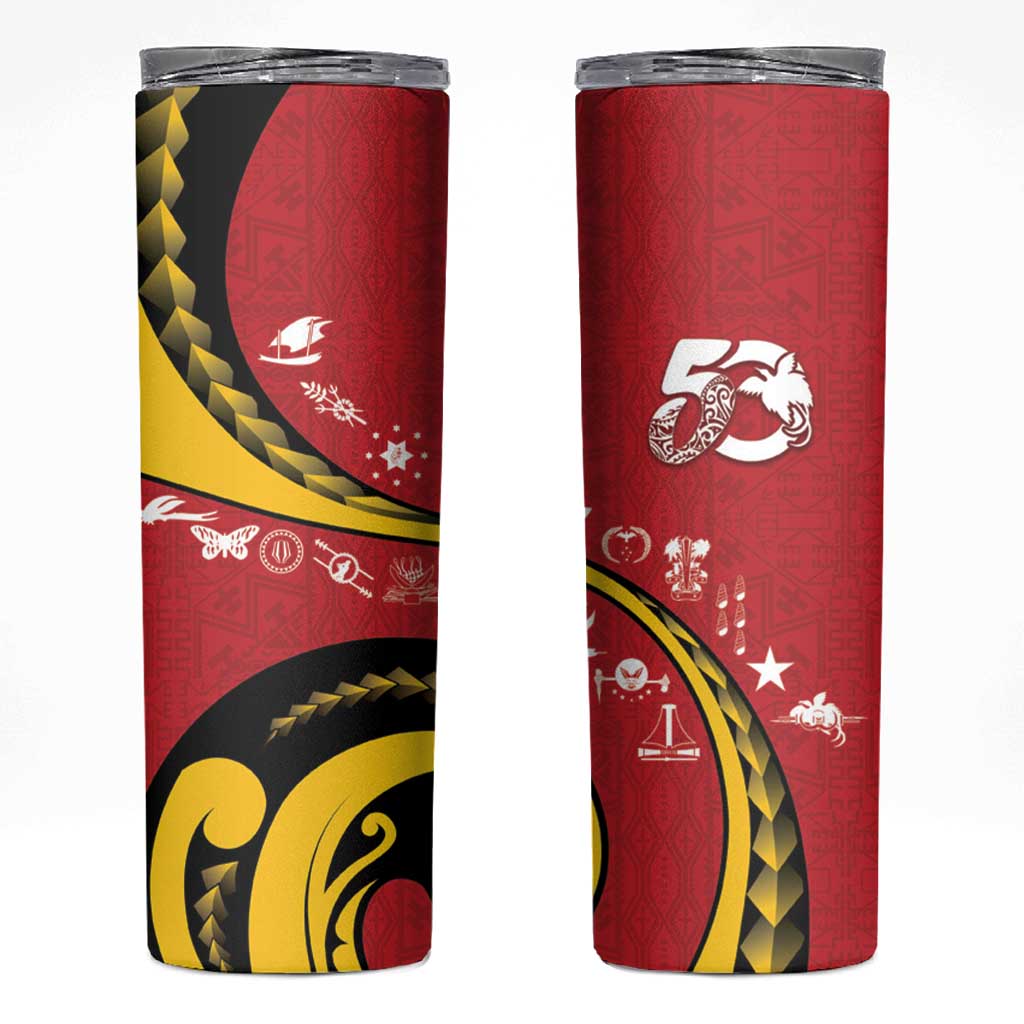 Papua New Guinea 50th Independence Anniversary Skinny Tumbler Special Style Red Version - Polynesian Pride