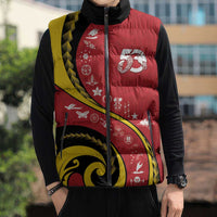Papua New Guinea 50th Independence Anniversary Sleeveless Puffer Jacket Special Style Red Version - Polynesian Pride