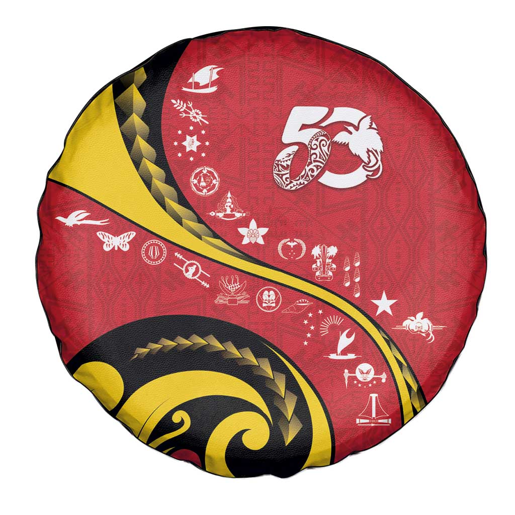 Papua New Guinea 50th Independence Anniversary Spare Tire Cover Special Style Red Version - Polynesian Pride