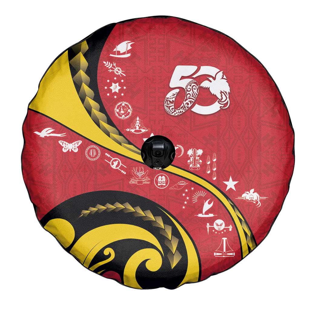 Papua New Guinea 50th Independence Anniversary Spare Tire Cover Special Style Red Version - Polynesian Pride