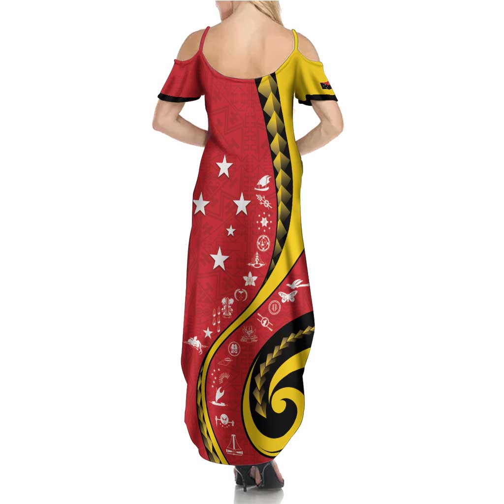 Papua New Guinea 50th Independence Anniversary Summer Maxi Dress Special Style Red Version - Polynesian Pride
