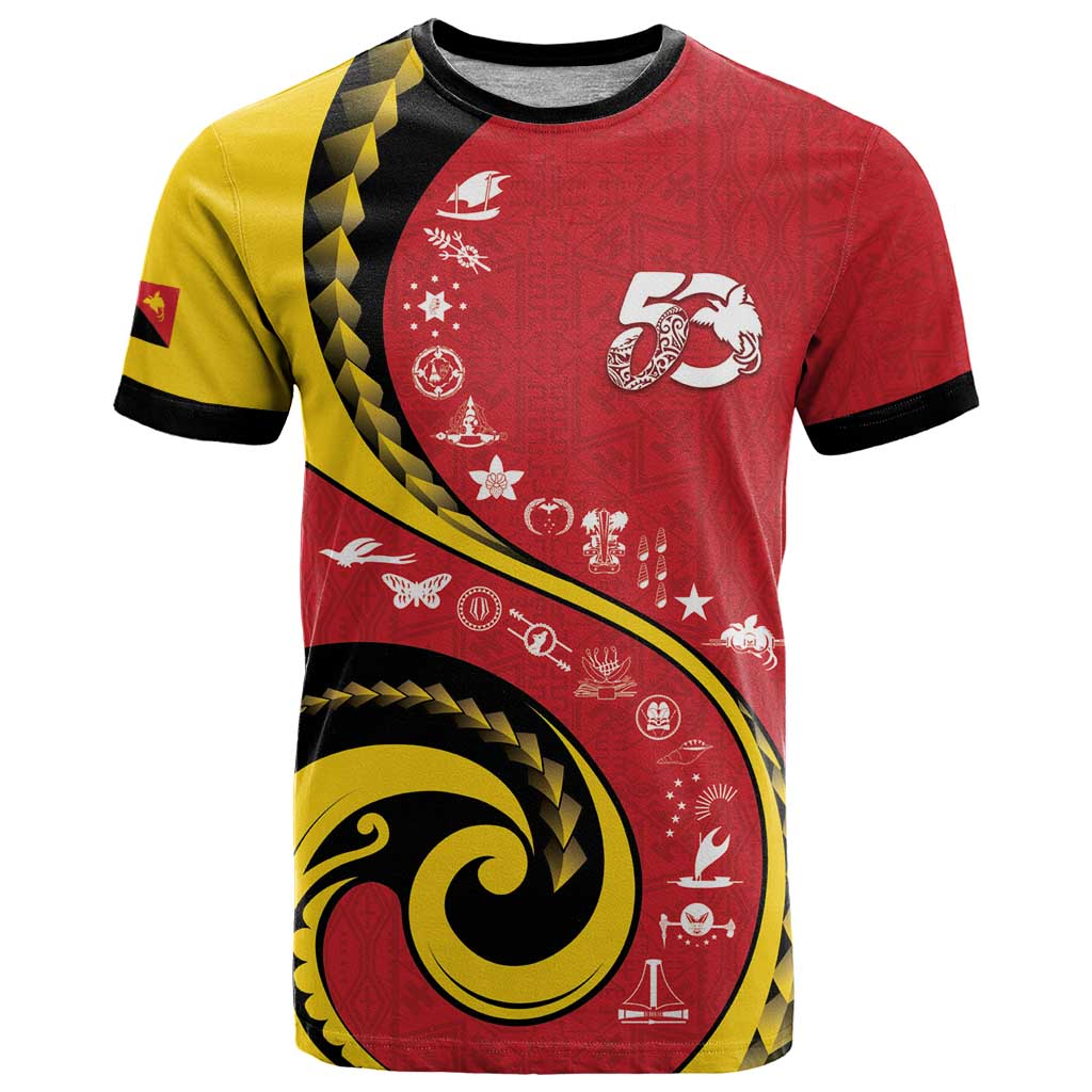Papua New Guinea 50th Independence Anniversary T Shirt Special Style Red Version - Polynesian Pride