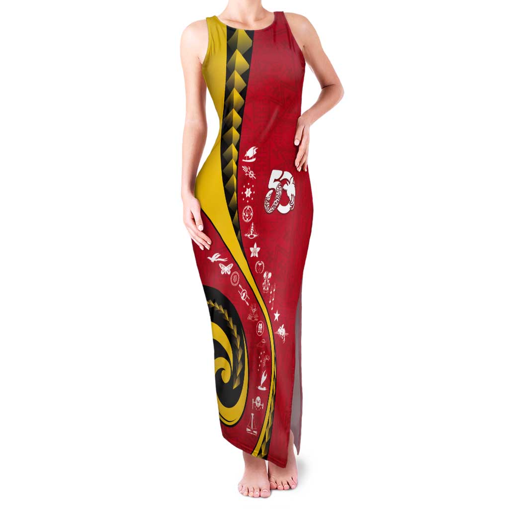 Papua New Guinea 50th Independence Anniversary Tank Maxi Dress Special Style Red Version - Polynesian Pride