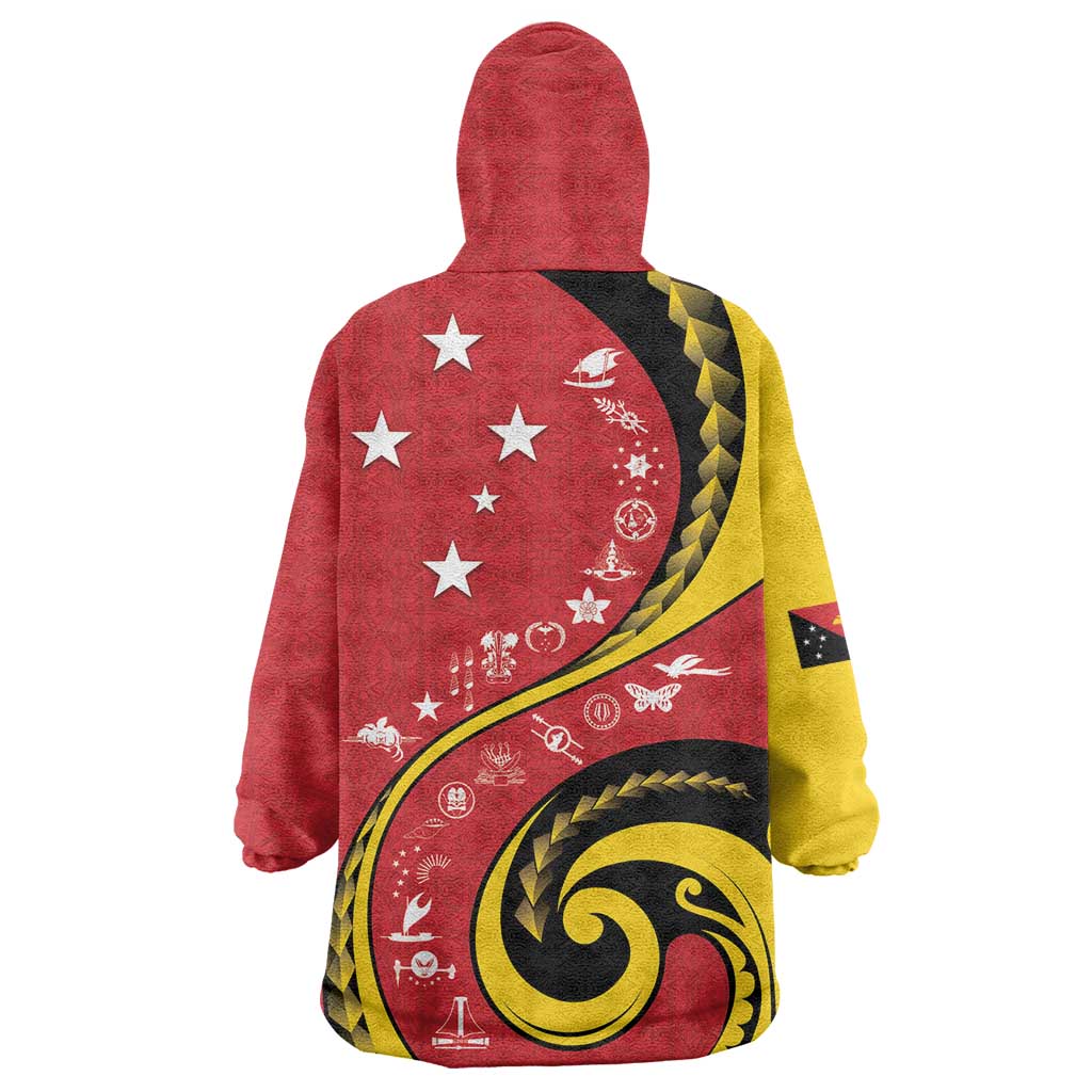 Papua New Guinea 50th Independence Anniversary Wearable Blanket Hoodie Special Style Red Version - Polynesian Pride