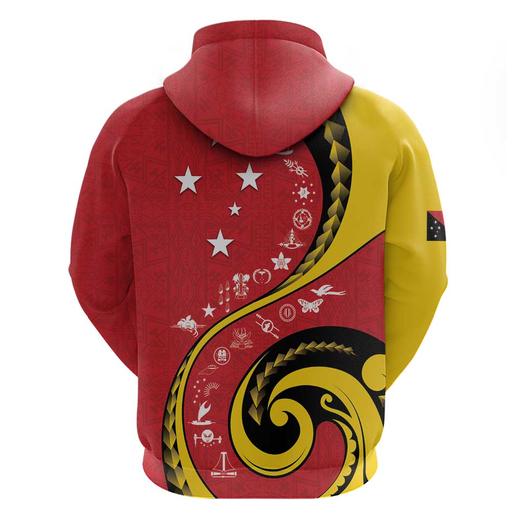 Papua New Guinea 50th Independence Anniversary Zip Hoodie Special Style Red Version - Polynesian Pride