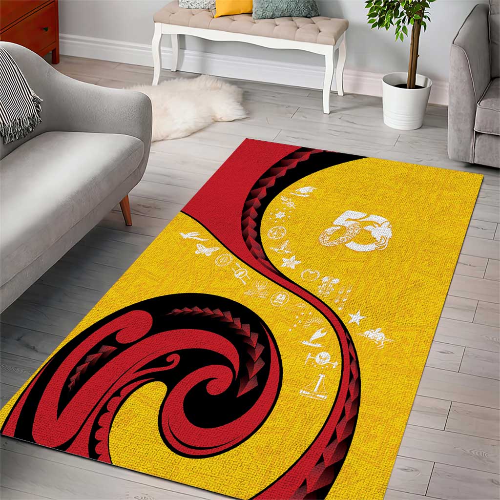 Papua New Guinea 50th Independence Anniversary Area Rug Special Style Yellow Version - Polynesian Pride