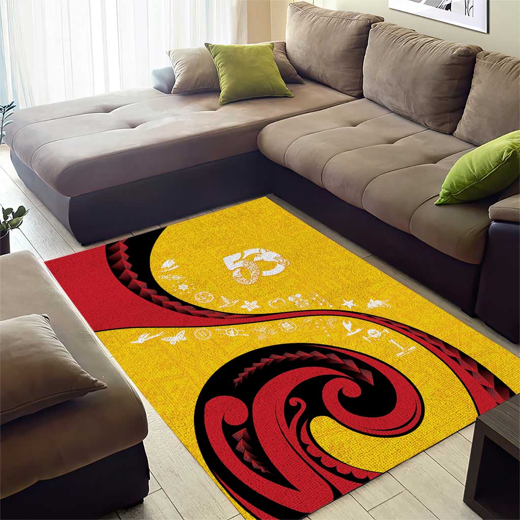 Papua New Guinea 50th Independence Anniversary Area Rug Special Style Yellow Version - Polynesian Pride