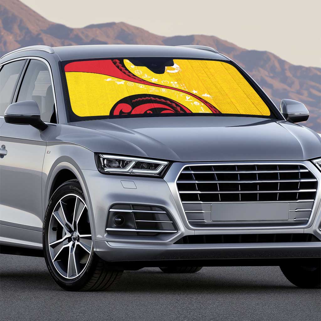 Papua New Guinea 50th Independence Anniversary Auto Sun Shade Special Style Yellow Version - Polynesian Pride