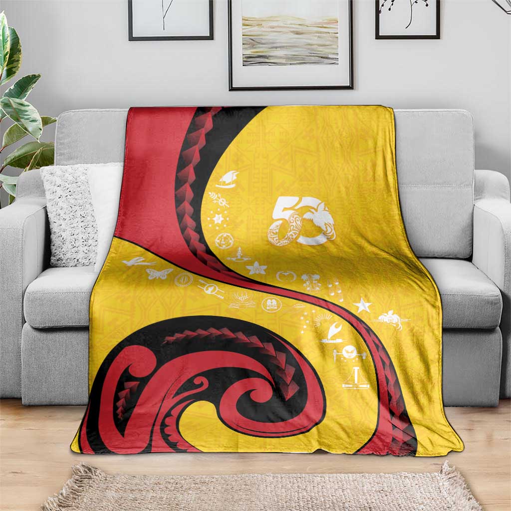Papua New Guinea 50th Independence Anniversary Blanket Special Style Yellow Version - Polynesian Pride