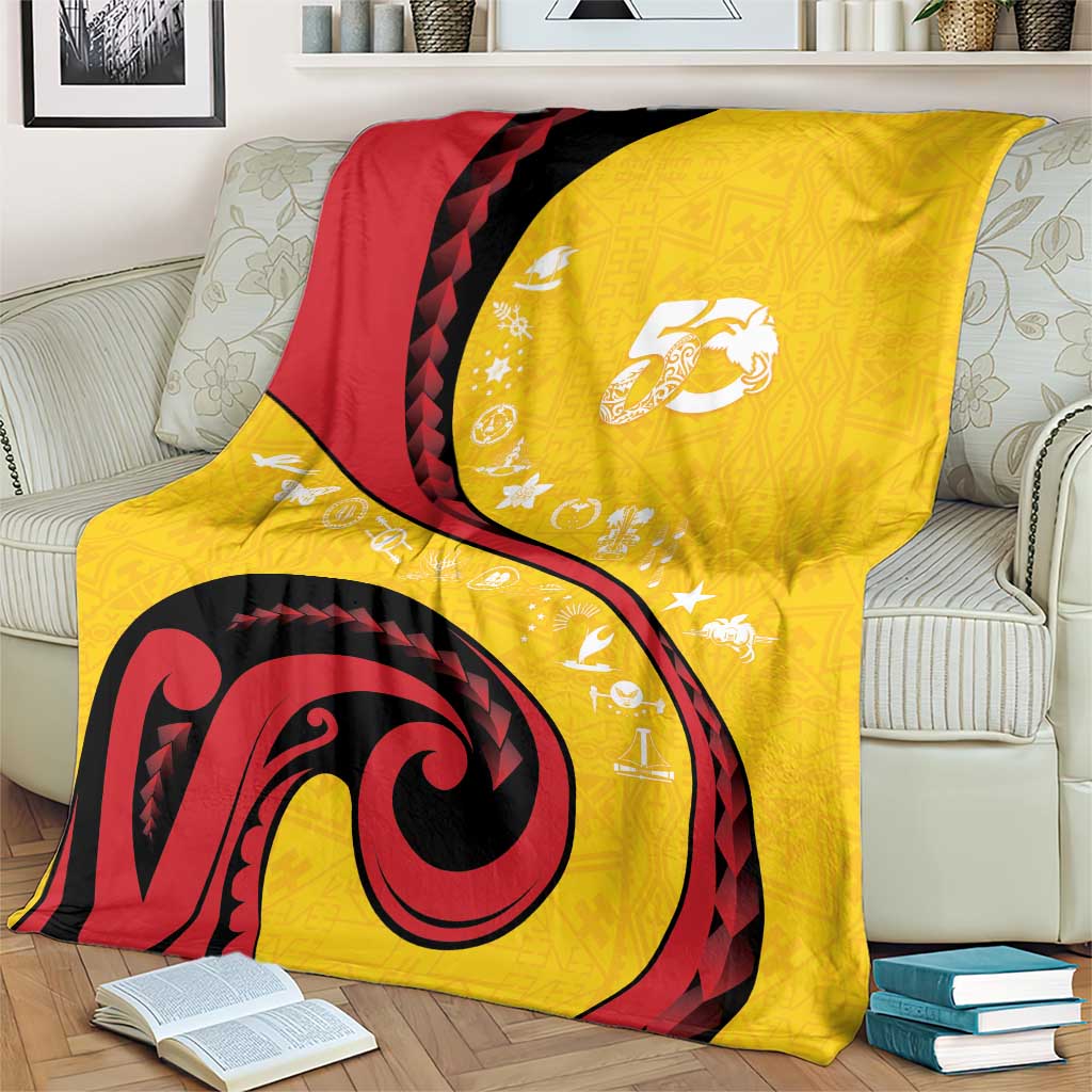 Papua New Guinea 50th Independence Anniversary Blanket Special Style Yellow Version - Polynesian Pride