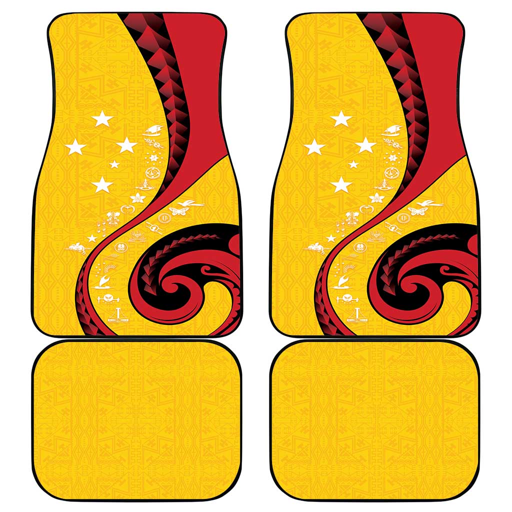 Papua New Guinea 50th Independence Anniversary Car Mats Special Style Yellow Version - Polynesian Pride