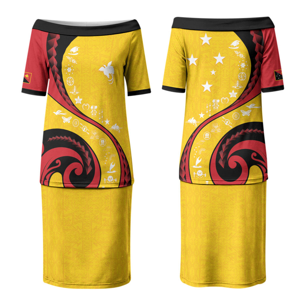 Papua New Guinea Independence Couples Matching Puletasi and Hawaiian Shirt Special Style Yellow Version LT05 - Polynesian Pride