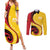Papua New Guinea 50th Independence Anniversary Couples Matching Summer Maxi Dress and Long Sleeve Button Shirt Special Style Yellow Version - Polynesian Pride
