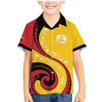 Papua New Guinea 50th Independence Anniversary Family Matching Mermaid Dress and Hawaiian Shirt Special Style Yellow Version - Polynesian Pride