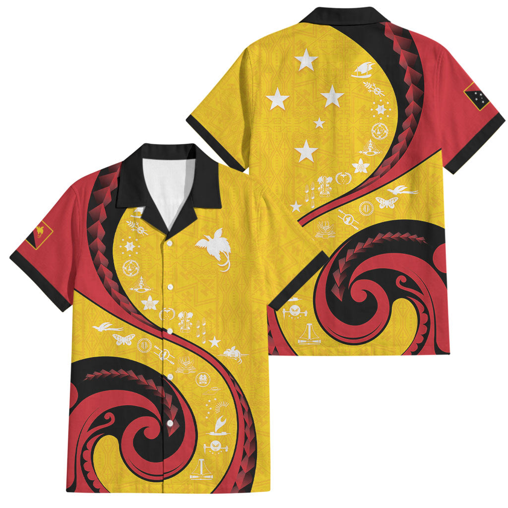 Papua New Guinea Independence Family Matching Off The Shoulder Long Sleeve Dress and Hawaiian Shirt Special Style Yellow Version LT05 Dad's Shirt - Short Sleeve Yellow - Polynesian Pride
