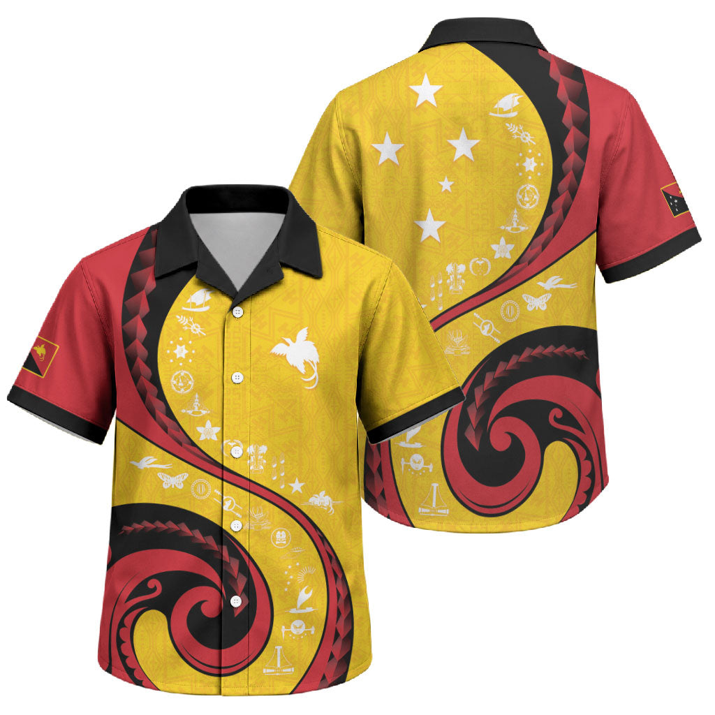Papua New Guinea Independence Family Matching Off The Shoulder Long Sleeve Dress and Hawaiian Shirt Special Style Yellow Version LT05 Son's Shirt Yellow - Polynesian Pride
