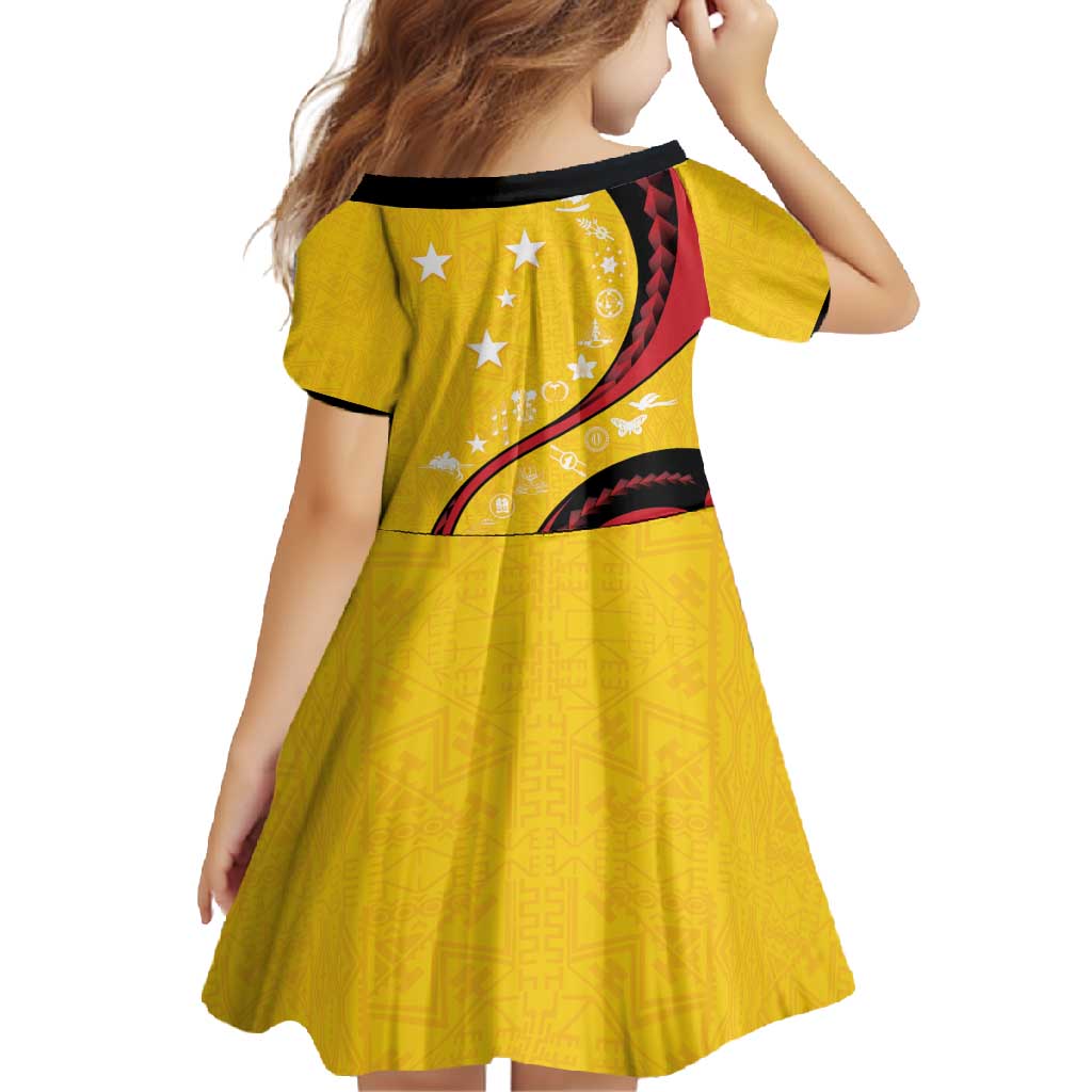 Papua New Guinea 50th Independence Anniversary Family Matching Off Shoulder Maxi Dress and Hawaiian Shirt Special Style Yellow Version - Polynesian Pride