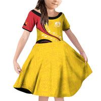 Papua New Guinea 50th Independence Anniversary Family Matching Off Shoulder Short Dress and Hawaiian Shirt Special Style Yellow Version - Polynesian Pride