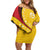 Papua New Guinea 50th Independence Anniversary Family Matching Off Shoulder Short Dress and Hawaiian Shirt Special Style Yellow Version - Polynesian Pride