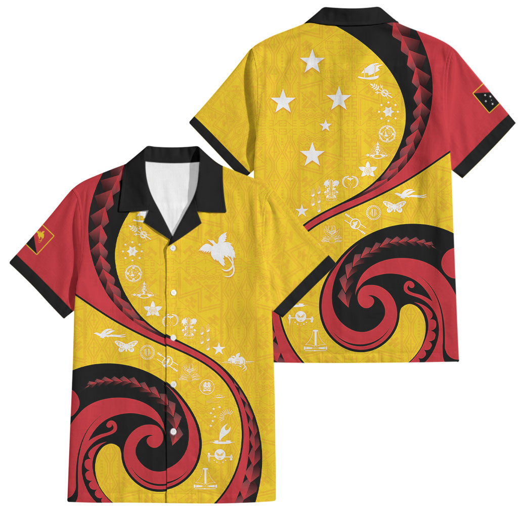 Papua New Guinea Independence Family Matching Puletasi and Hawaiian Shirt Special Style Yellow Version LT05 Dad's Shirt - Short Sleeve Yellow - Polynesian Pride