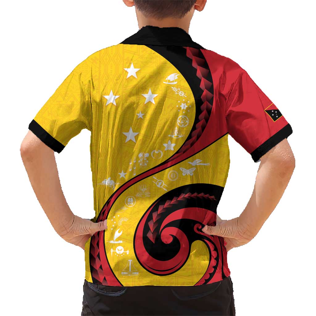 Papua New Guinea 50th Independence Anniversary Family Matching Short Sleeve Bodycon Dress and Hawaiian Shirt Special Style Yellow Version - Polynesian Pride