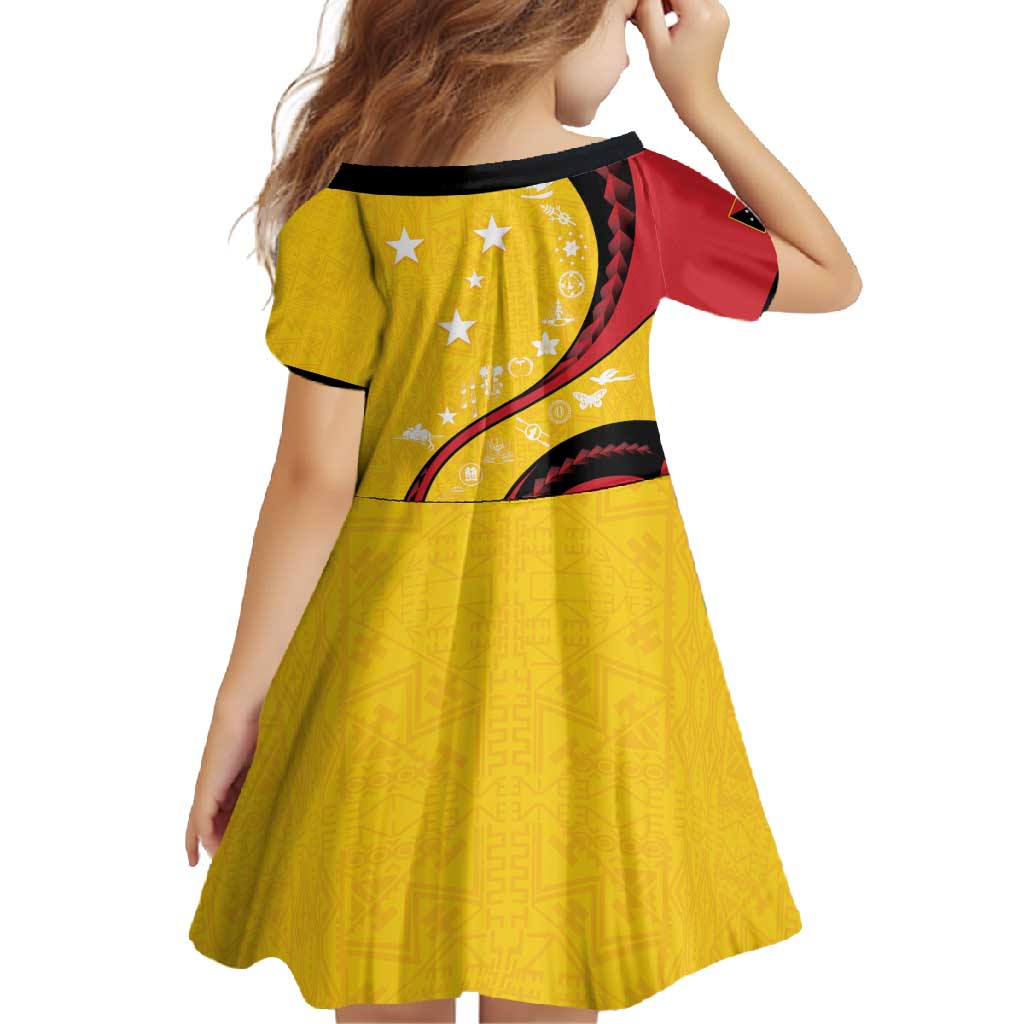 Papua New Guinea 50th Independence Anniversary Family Matching Summer Maxi Dress and Hawaiian Shirt Special Style Yellow Version - Polynesian Pride