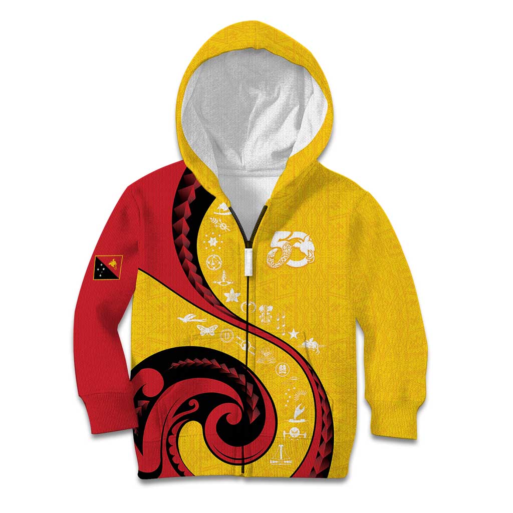 Papua New Guinea 50th Independence Anniversary Kid Hoodie Special Style Yellow Version - Polynesian Pride