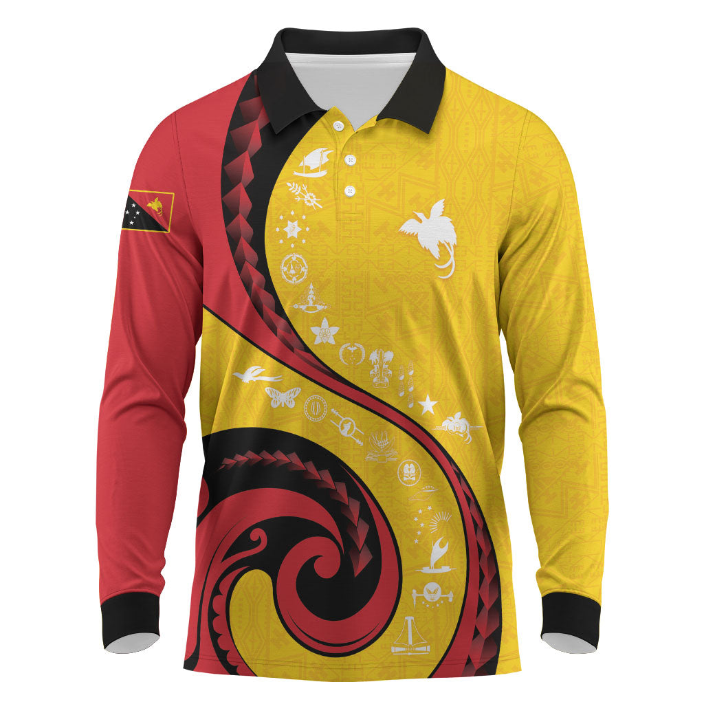 Papua New Guinea Independence Long Sleeve Polo Shirt Special Style Yellow Version LT05 Yellow - Polynesian Pride