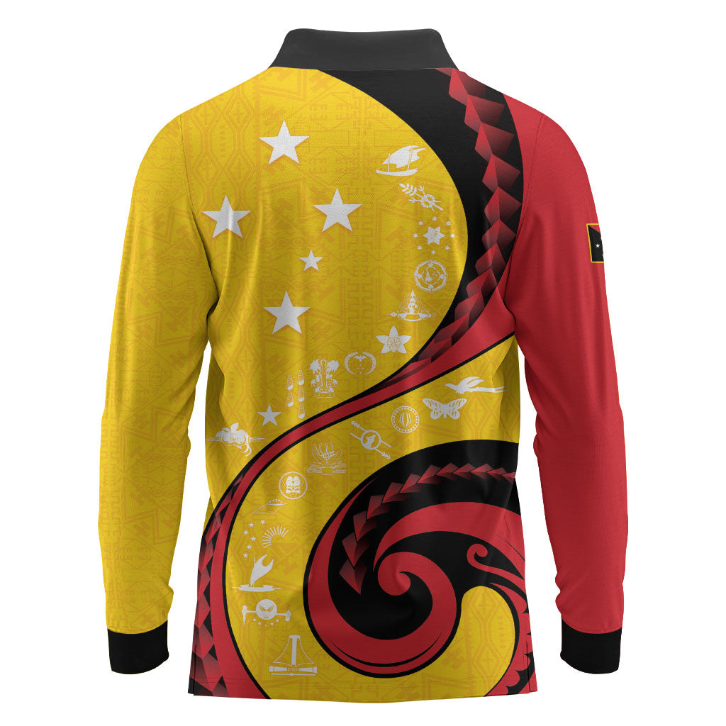 Papua New Guinea Independence Long Sleeve Polo Shirt Special Style Yellow Version LT05 - Polynesian Pride
