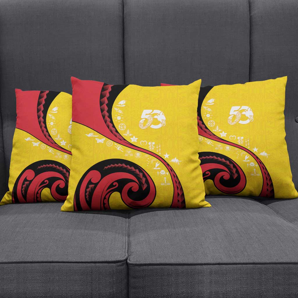 Papua New Guinea 50th Independence Anniversary Pillow Cover Special Style Yellow Version - Polynesian Pride