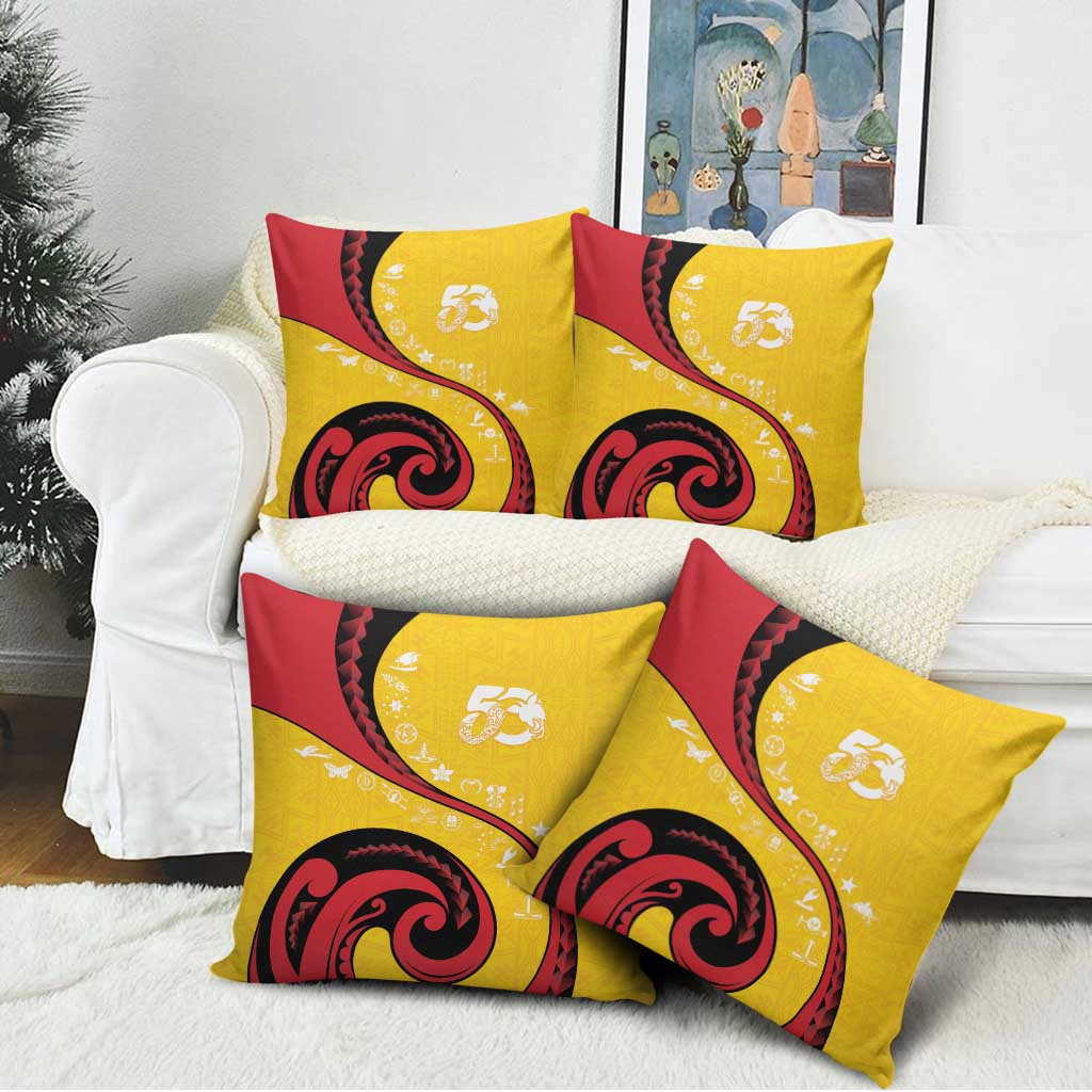 Papua New Guinea 50th Independence Anniversary Pillow Cover Special Style Yellow Version - Polynesian Pride