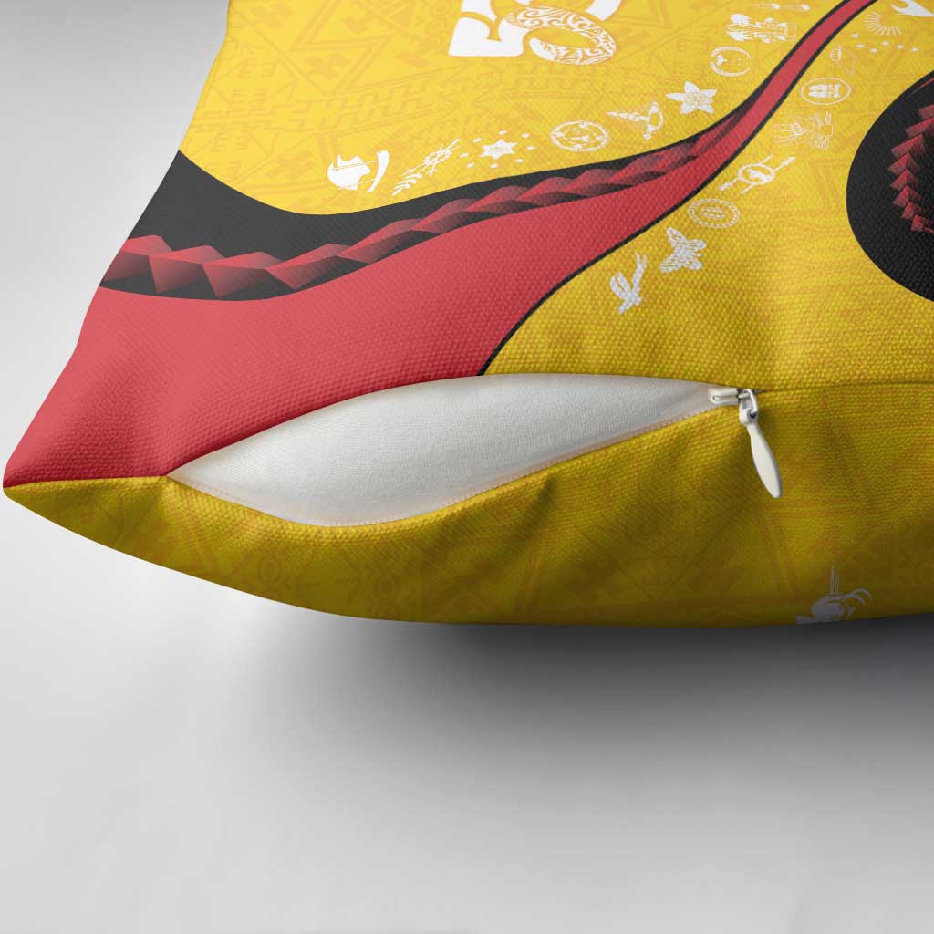 Papua New Guinea 50th Independence Anniversary Pillow Cover Special Style Yellow Version - Polynesian Pride
