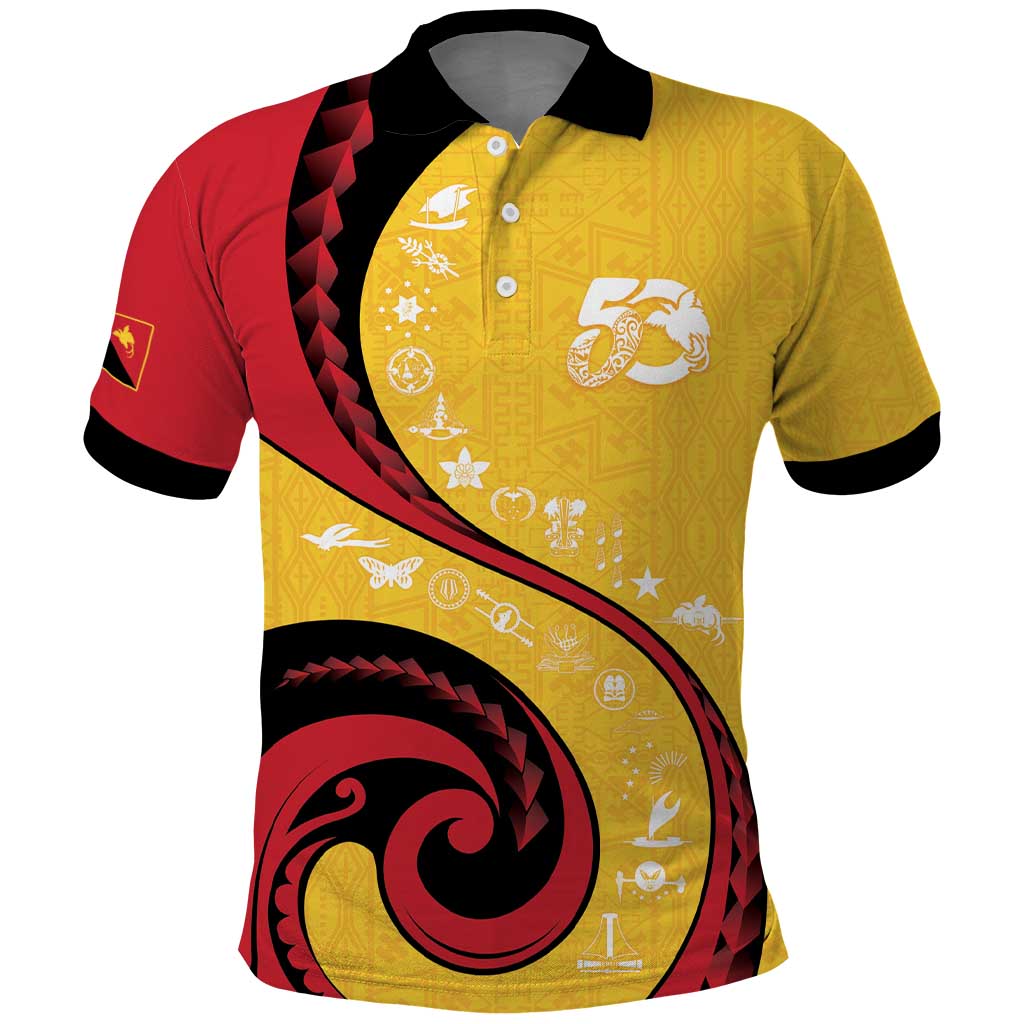 Papua New Guinea 50th Independence Anniversary Polo Shirt Special Style Yellow Version - Polynesian Pride