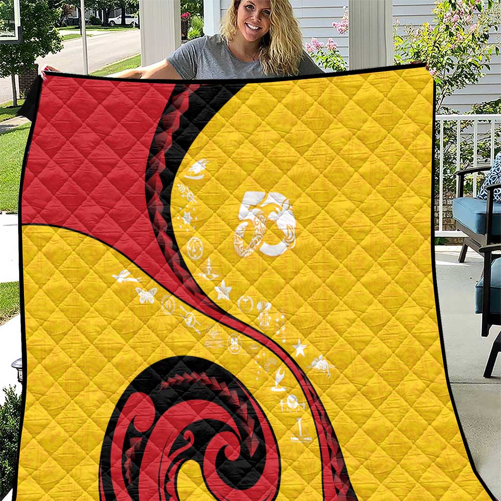 Papua New Guinea 50th Independence Anniversary Quilt Special Style Yellow Version - Polynesian Pride
