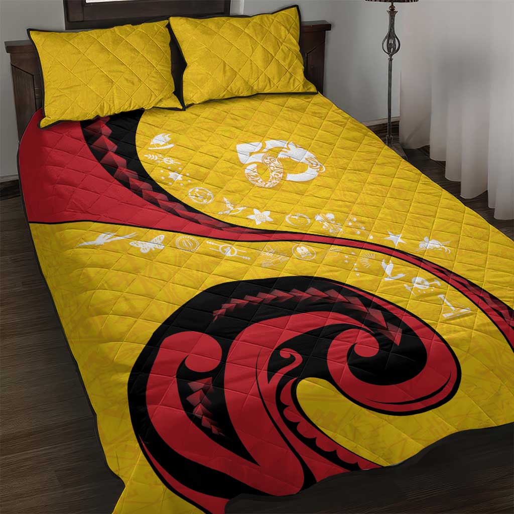 Papua New Guinea 50th Independence Anniversary Quilt Bed Set Special Style Yellow Version - Polynesian Pride