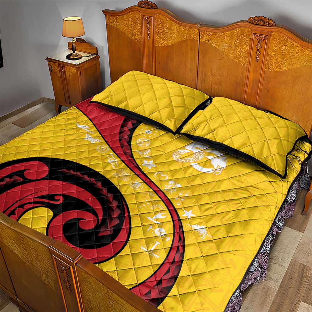 Papua New Guinea 50th Independence Anniversary Quilt Bed Set Special Style Yellow Version - Polynesian Pride
