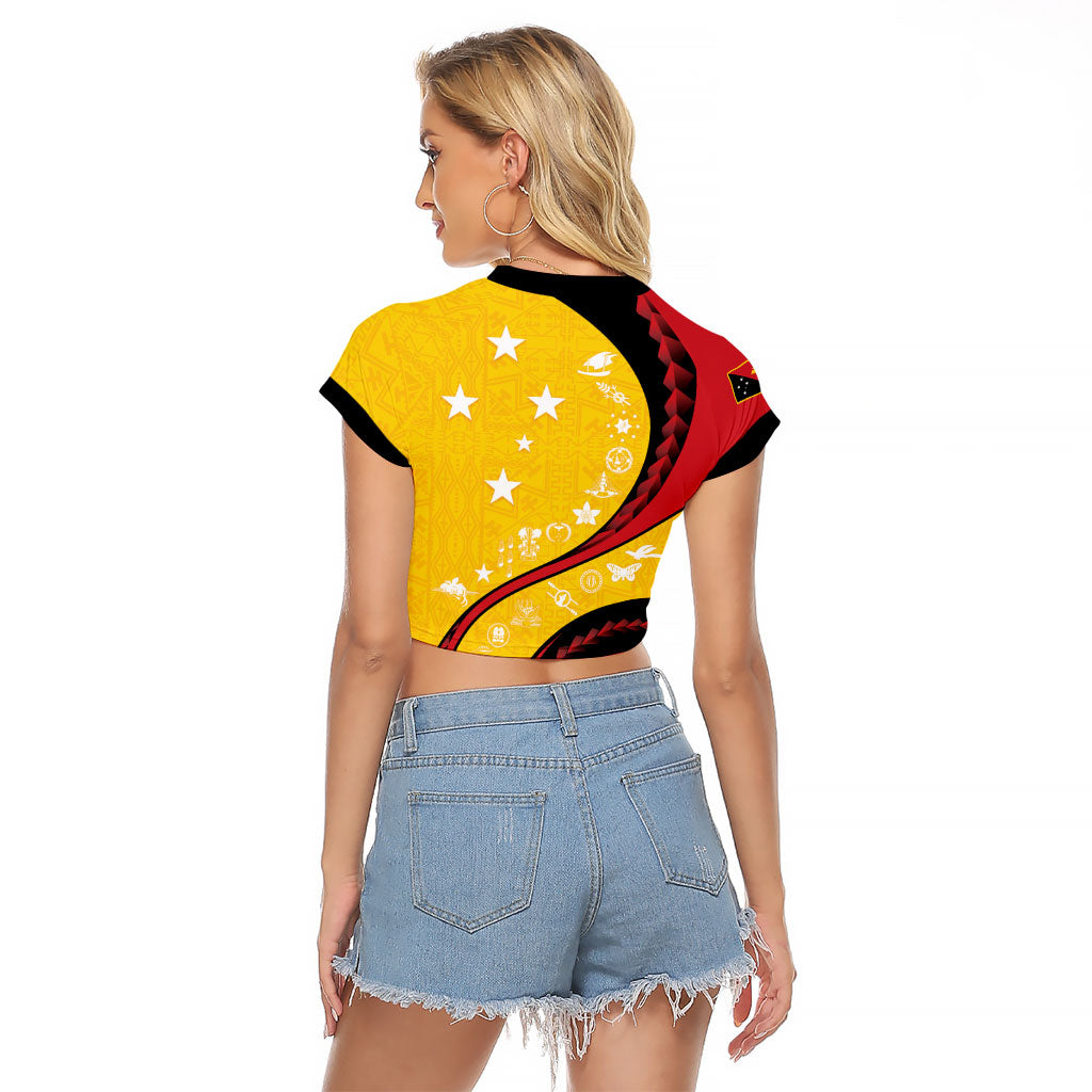 Papua New Guinea Independence Raglan Cropped T Shirt Special Style Yellow Version LT05 - Polynesian Pride