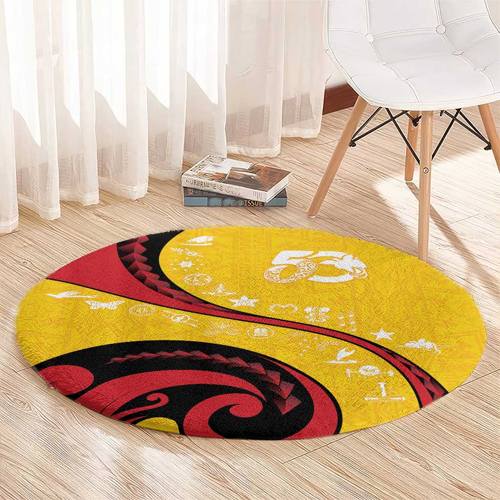Papua New Guinea 50th Independence Anniversary Round Carpet Special Style Yellow Version - Polynesian Pride