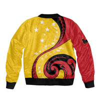Papua New Guinea 50th Independence Anniversary Sleeve Zip Bomber Jacket Special Style Yellow Version - Polynesian Pride