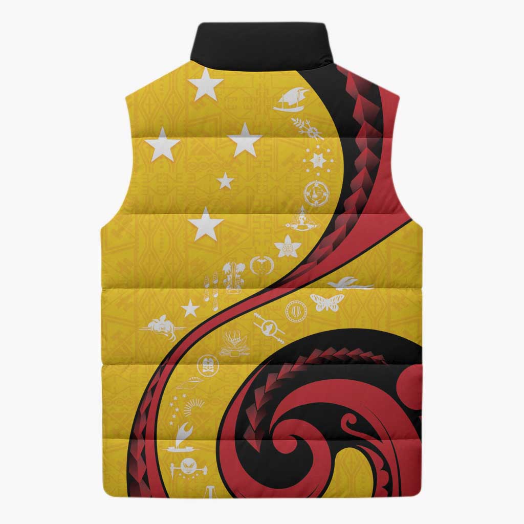 Papua New Guinea 50th Independence Anniversary Sleeveless Puffer Jacket Special Style Yellow Version - Polynesian Pride