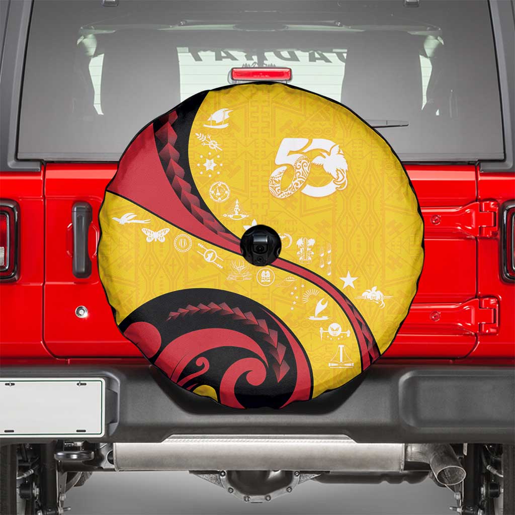 Papua New Guinea 50th Independence Anniversary Spare Tire Cover Special Style Yellow Version - Polynesian Pride