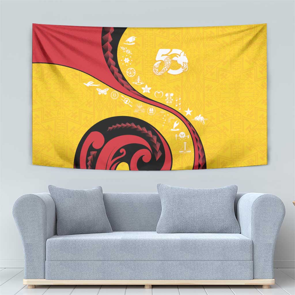 Papua New Guinea 50th Independence Anniversary Tapestry Special Style Yellow Version - Polynesian Pride