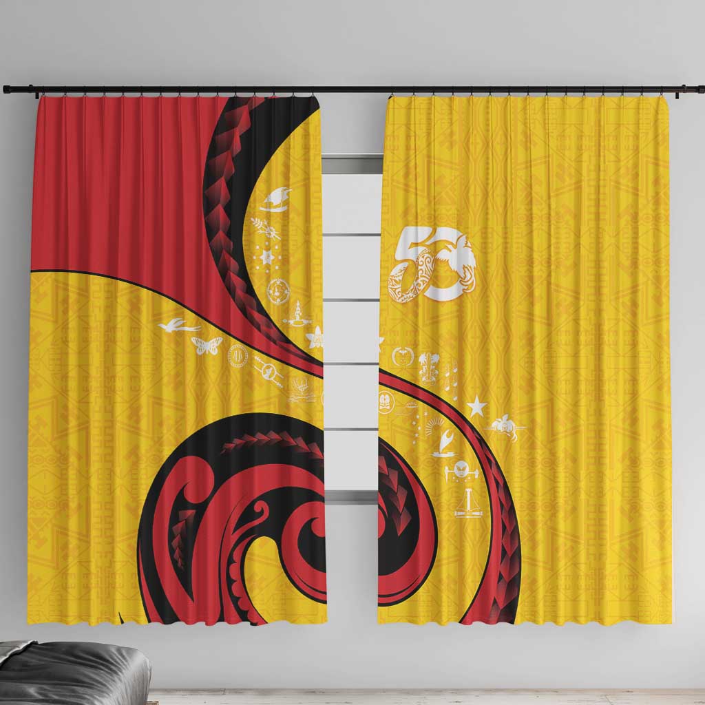 Papua New Guinea 50th Independence Anniversary Window Curtain Special Style Yellow Version - Polynesian Pride
