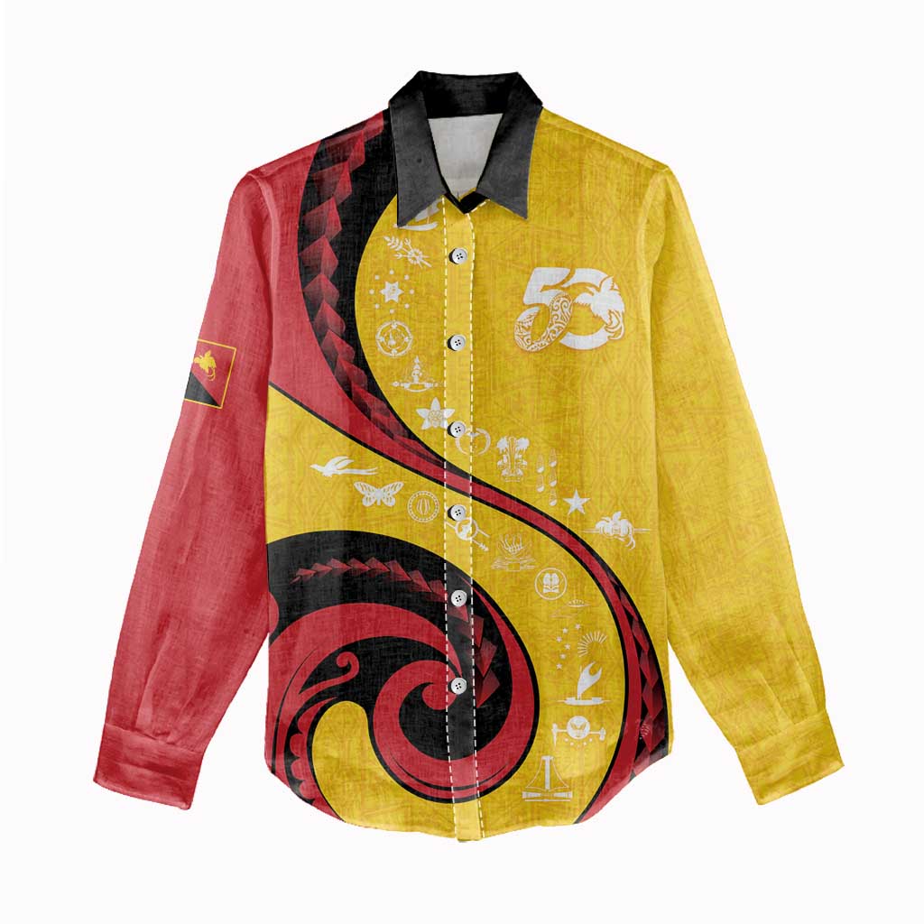 Papua New Guinea 50th Independence Anniversary Women Casual Shirt Special Style Yellow Version - Polynesian Pride